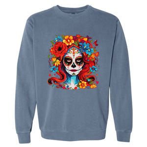 De Los Muertos La Catrina Day Of The Dead Sugar Skull Women Garment-Dyed Sweatshirt