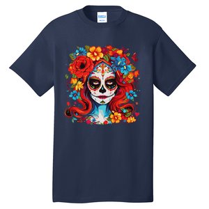 De Los Muertos La Catrina Day Of The Dead Sugar Skull Women Tall T-Shirt