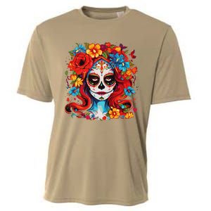 De Los Muertos La Catrina Day Of The Dead Sugar Skull Women Cooling Performance Crew T-Shirt