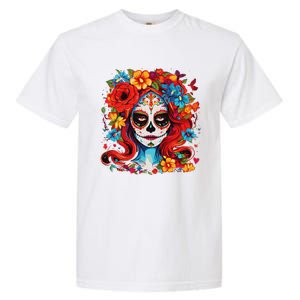 De Los Muertos La Catrina Day Of The Dead Sugar Skull Women Garment-Dyed Heavyweight T-Shirt