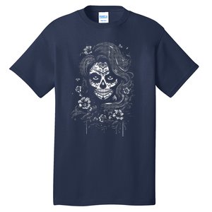 De Los Muertos La Catrina Day Of The Dead Sugar Skull Women Tall T-Shirt