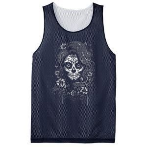 De Los Muertos La Catrina Day Of The Dead Sugar Skull Women Mesh Reversible Basketball Jersey Tank