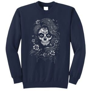 De Los Muertos La Catrina Day Of The Dead Sugar Skull Women Tall Sweatshirt