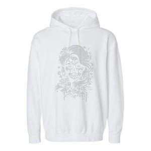 De Los Muertos La Catrina Day Of The Dead Sugar Skull Women Garment-Dyed Fleece Hoodie