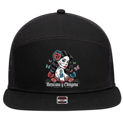 De Los Muertos La Catrina Day Of The Dead Sugar Skull Women 7 Panel Mesh Trucker Snapback Hat