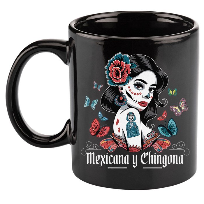De Los Muertos La Catrina Day Of The Dead Sugar Skull Women 11oz C Handle Ceramic Mug