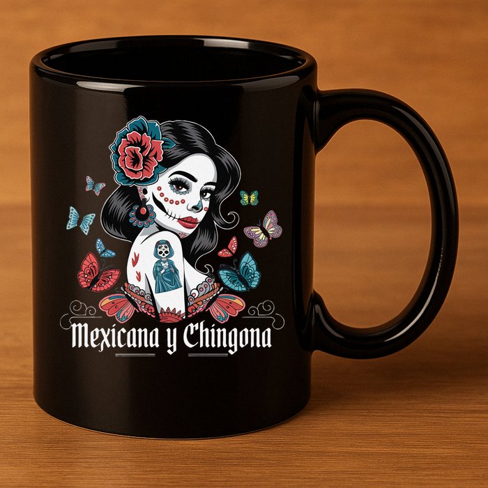 De Los Muertos La Catrina Day Of The Dead Sugar Skull Women 11oz C Handle Ceramic Mug