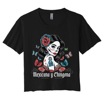 De Los Muertos La Catrina Day Of The Dead Sugar Skull Women Women's Crop Top Tee