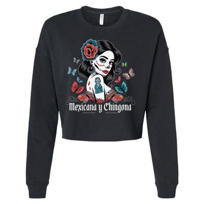 De Los Muertos La Catrina Day Of The Dead Sugar Skull Women Cropped Pullover Crew