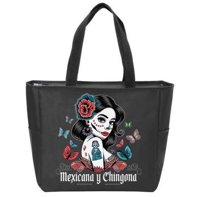 De Los Muertos La Catrina Day Of The Dead Sugar Skull Women Zip Tote Bag