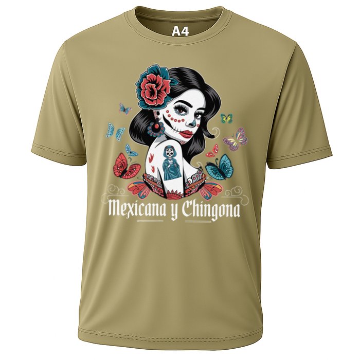 De Los Muertos La Catrina Day Of The Dead Sugar Skull Women Cooling Performance Crew T-Shirt