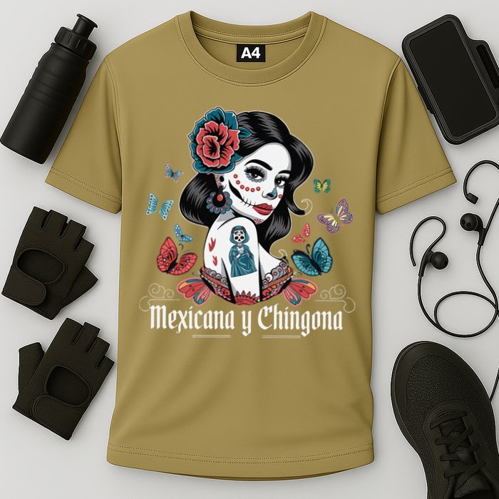De Los Muertos La Catrina Day Of The Dead Sugar Skull Women Cooling Performance Crew T-Shirt