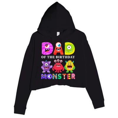 Dad Little Monster 1st Birthday Party Family Monster Crop Fleece Hoodie