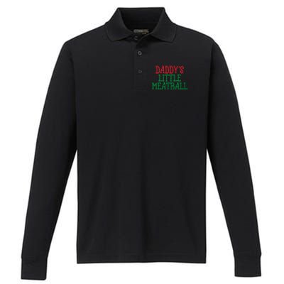 DaddyS Little Meatball Funny Food Lovers Performance Long Sleeve Polo