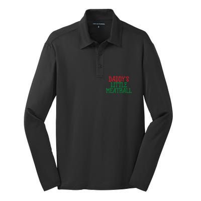 DaddyS Little Meatball Funny Food Lovers Silk Touch Performance Long Sleeve Polo