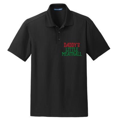 DaddyS Little Meatball Funny Food Lovers Dry Zone Grid Polo