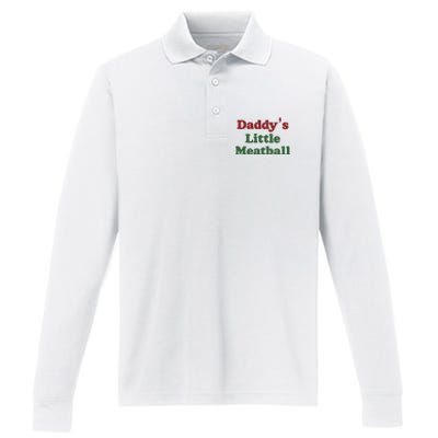 Daddy Little Meatball Italian Funny Daddy Little Meatball Father’s Day Performance Long Sleeve Polo