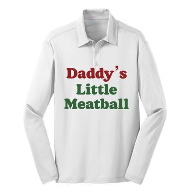 Daddy Little Meatball Italian Funny Daddy Little Meatball Father’s Day Silk Touch Performance Long Sleeve Polo