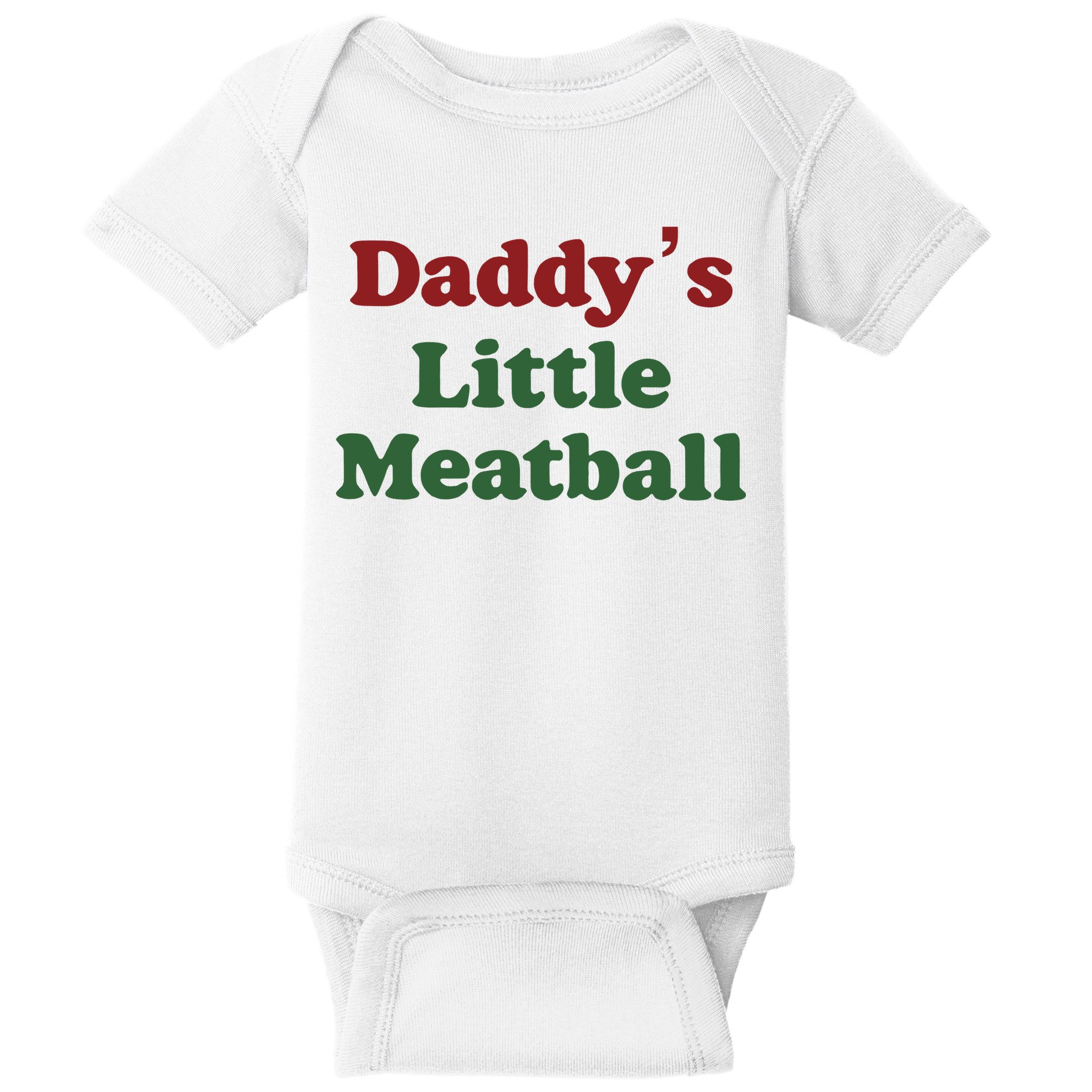 Daddy Little Meatball Italian Funny Daddy Little Meatball Father’s Day Baby Bodysuit