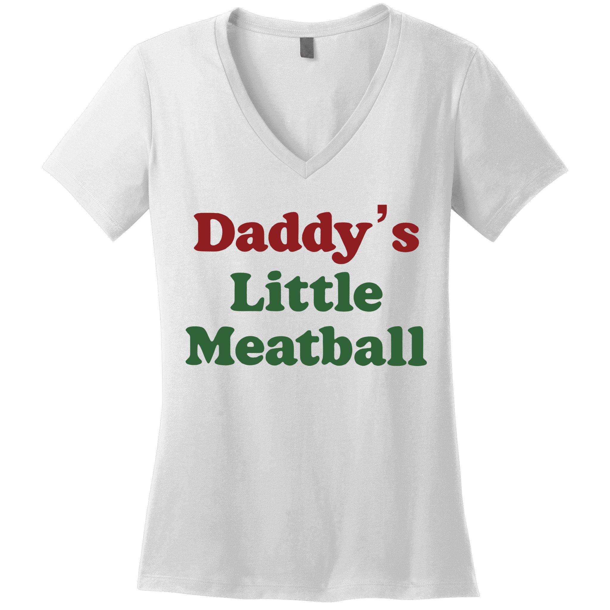 Daddy Little Meatball Italian Funny Daddy Little Meatball Father’s Day Women's V-Neck T-Shirt