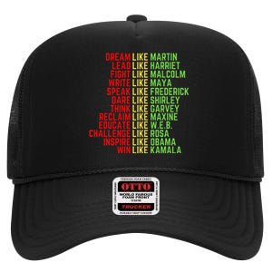 Dream Like Martin Black History Month High Crown Mesh Back Trucker Hat