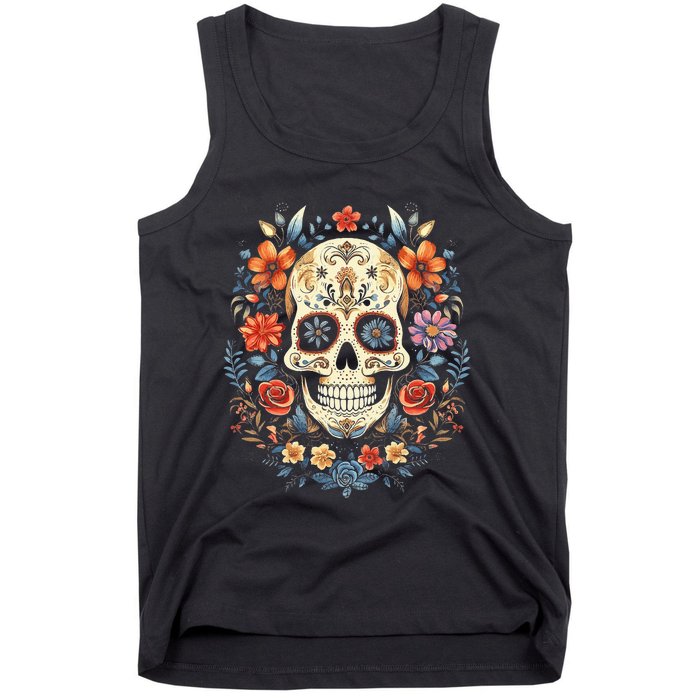 De Los Muertos Day of the Dead Sugar Skull Tank Top