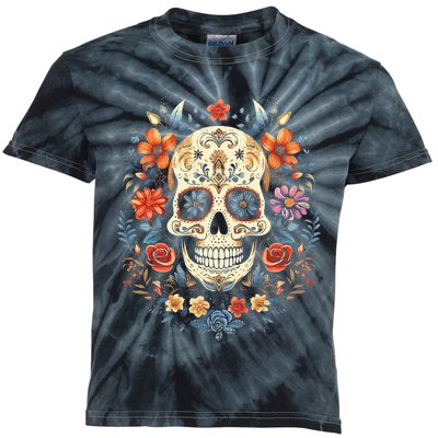 De Los Muertos Day of the Dead Sugar Skull Kids Tie-Dye T-Shirt