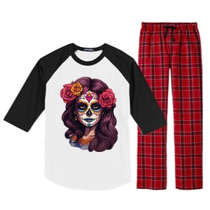 De Los Muertos La Catrina Day Of The Dead Sugar Skull Women Raglan Sleeve Pajama Set