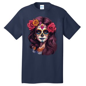 De Los Muertos La Catrina Day Of The Dead Sugar Skull Women Tall T-Shirt