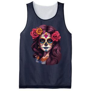 De Los Muertos La Catrina Day Of The Dead Sugar Skull Women Mesh Reversible Basketball Jersey Tank