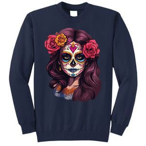 De Los Muertos La Catrina Day Of The Dead Sugar Skull Women Tall Sweatshirt