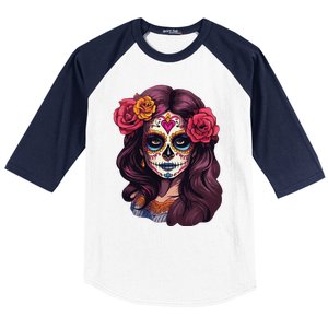 De Los Muertos La Catrina Day Of The Dead Sugar Skull Women Baseball Sleeve Shirt