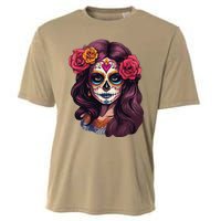 De Los Muertos La Catrina Day Of The Dead Sugar Skull Women Cooling Performance Crew T-Shirt