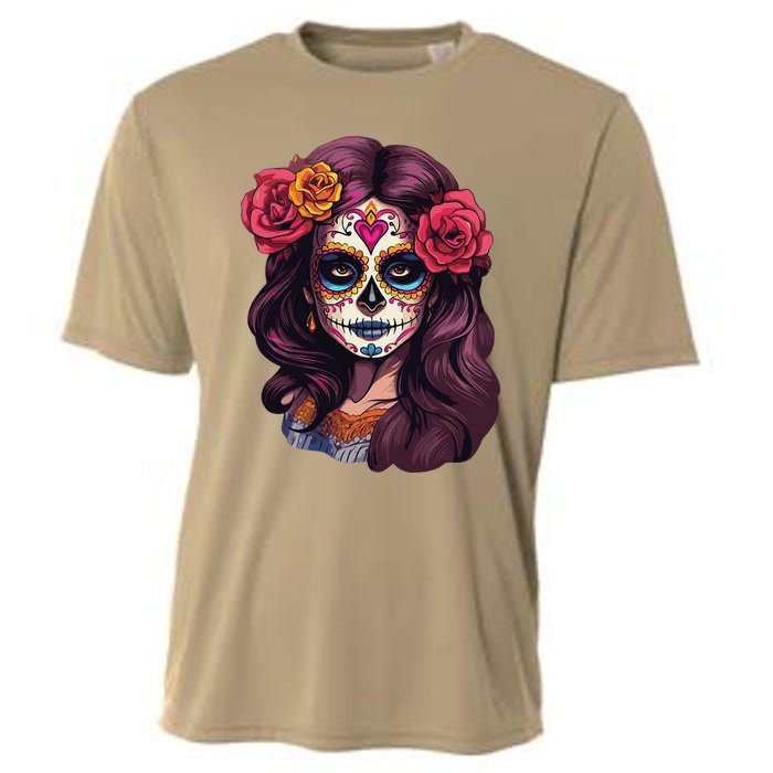 De Los Muertos La Catrina Day Of The Dead Sugar Skull Women Cooling Performance Crew T-Shirt