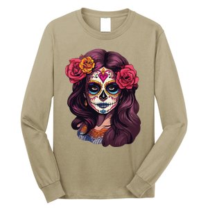 De Los Muertos La Catrina Day Of The Dead Sugar Skull Women Long Sleeve Shirt