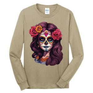 De Los Muertos La Catrina Day Of The Dead Sugar Skull Women Tall Long Sleeve T-Shirt