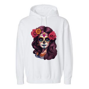 De Los Muertos La Catrina Day Of The Dead Sugar Skull Women Garment-Dyed Fleece Hoodie