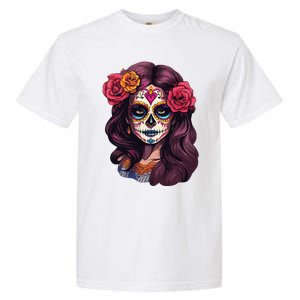 De Los Muertos La Catrina Day Of The Dead Sugar Skull Women Garment-Dyed Heavyweight T-Shirt