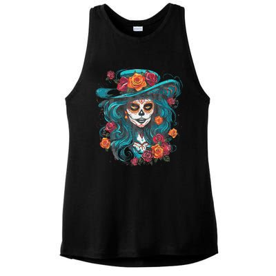 De Los Muertos La Catrina Day of the Dead Ladies PosiCharge Tri-Blend Wicking Tank