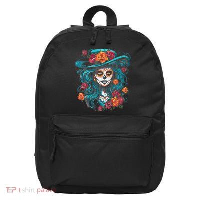 De Los Muertos La Catrina Day of the Dead 16 in Basic Backpack
