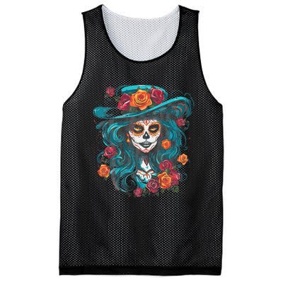 De Los Muertos La Catrina Day of the Dead Mesh Reversible Basketball Jersey Tank