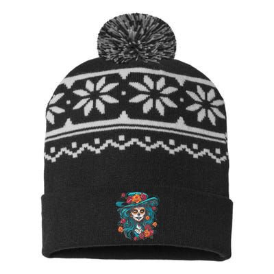 De Los Muertos La Catrina Day of the Dead USA-Made Snowflake Beanie