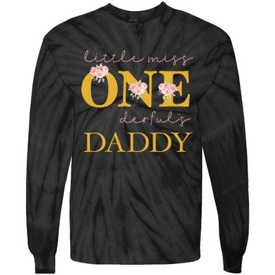 Daddy Little Miss Onederful Birthday Party 1 Year Old Girl Tie-Dye Long Sleeve Shirt