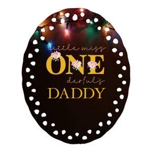 Daddy Little Miss Onederful Birthday Party 1 Year Old Girl Ceramic Oval Ornament