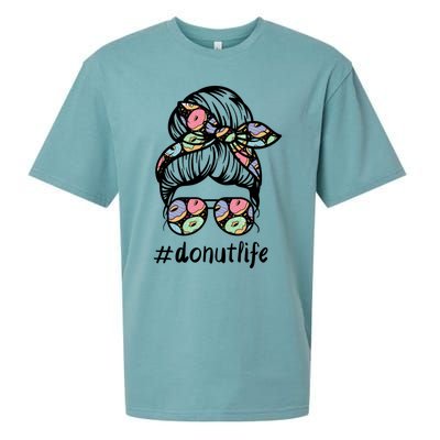 Donut Life Messy Buns Gift Glasses Pastry Chef Mom Life Gift Sueded Cloud Jersey T-Shirt