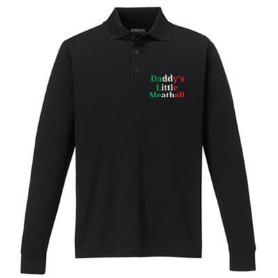 Daddy Little Meatball Italian Ironic Funny Meme Performance Long Sleeve Polo