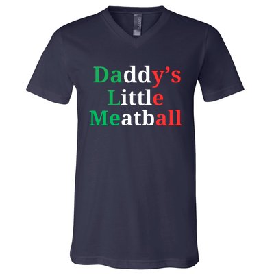 Daddy Little Meatball Italian Ironic Funny Meme V-Neck T-Shirt