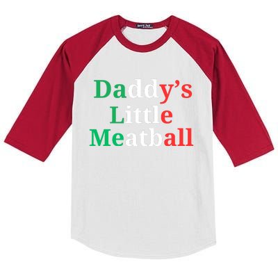 Daddy Little Meatball Italian Ironic Funny Meme Kids Colorblock Raglan Jersey