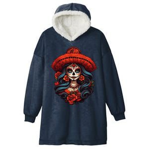 De Los Muertos La Catrina Day Of The Dead Sugar Skull Women Hooded Wearable Blanket