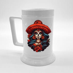 De Los Muertos La Catrina Day Of The Dead Sugar Skull Women Beer Stein